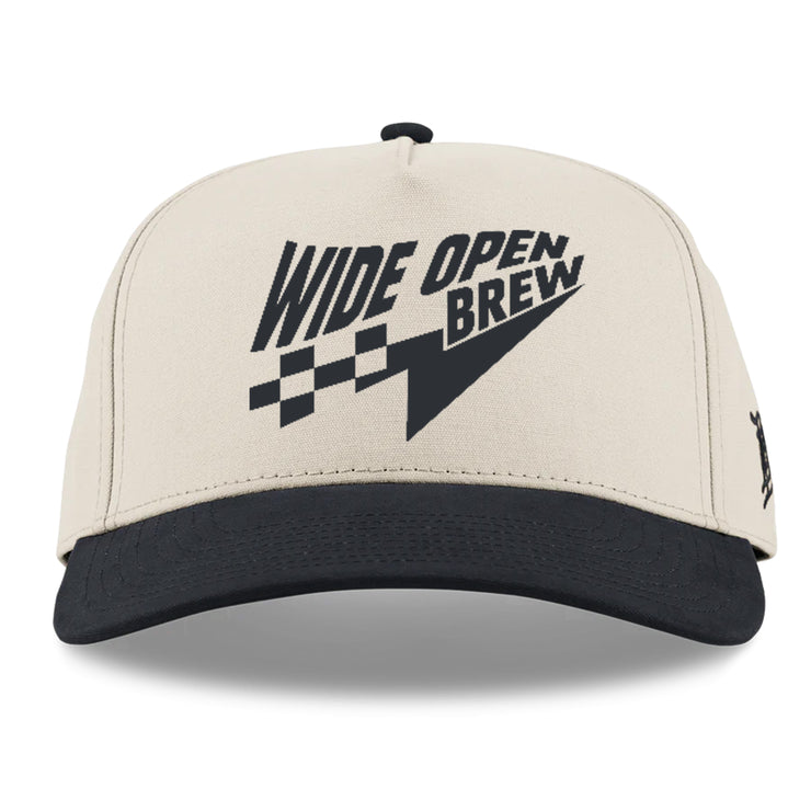 Beige/Vintage Black WOB Checkered Bolt Canvas 5-Panel Hat