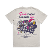 Women's Drink Coffee, Live Wide Open Heavy Tee