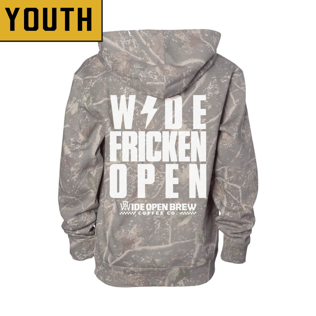 YOUTH Deadwood Camo – Wide Fricken Open Hoodie (SHIPS IN 2-3 WEEKS